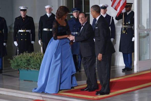 Durante la visita del presidente de Francia a la Casa Blanca, Michelle no quiso causar una mala impresión.