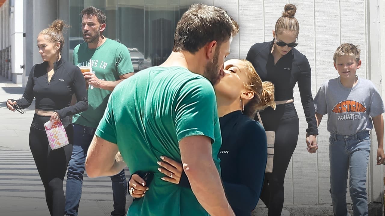 Con apasionado beso y en faceta de madrastra: JLo aparece con Ben Affleck tras la luna de miel