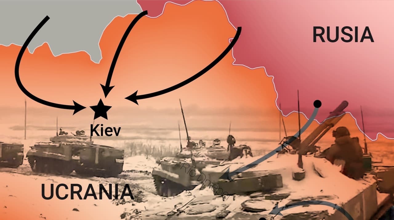 Estos gráficos muestran el poder militar de Rusia y posibles rutas para una invasión a Ucrania