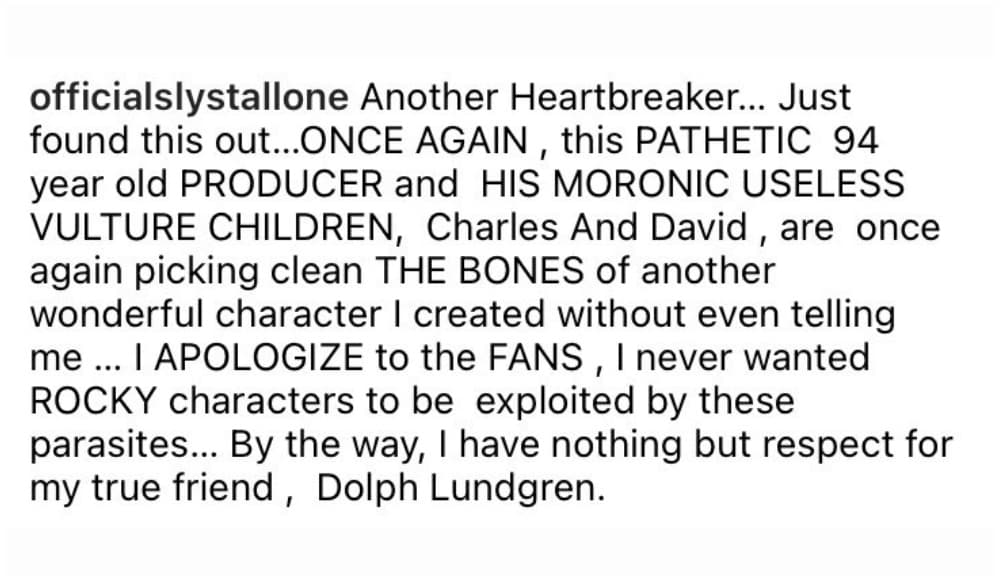 Reclamo de Sylvester Stallone por el spin-off de 'Rocky'