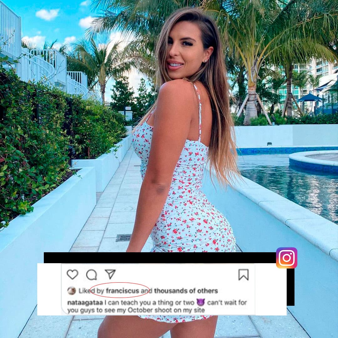 En la candente imagen, en la que ella sale con un disfraz de colegiala, se ve que 'franciscus', como es el nombre del perfil verificado, es uno de los más de 155,000 'me gusta'.