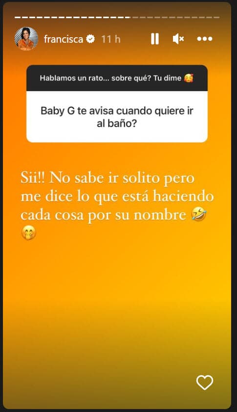 También reveló que el niño aún 
<b>"no sabe ir solito" al baño</b>: "Pero me dice lo que está haciendo, cada cosa por su nombre". 
<br>