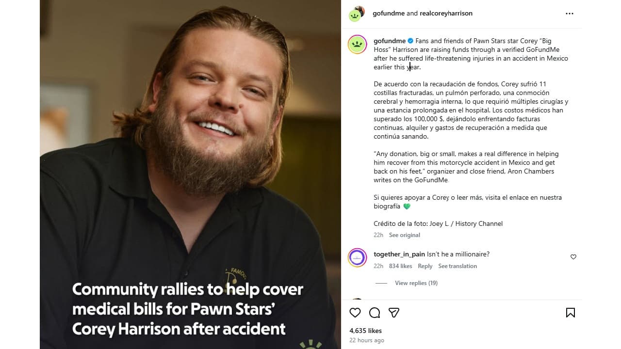 Corey Harrison pide ayuda económica a través de GoFundMe.