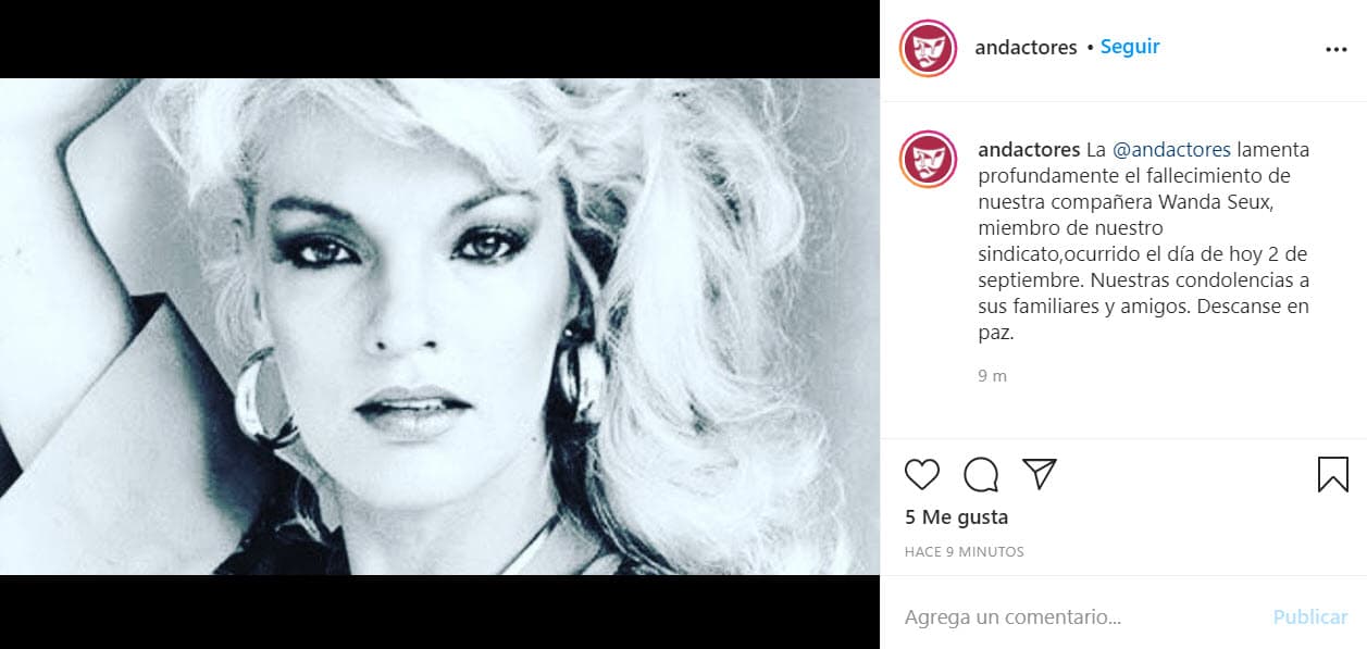 La Asociación Nacional de Actores, sindicato del que la actriz era miembro, confirmó la noticia a través de las redes sociales.