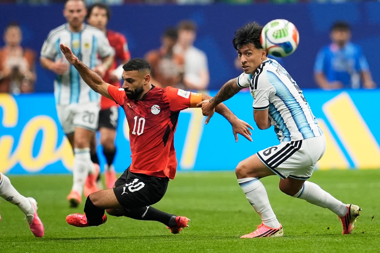 Egipto durante el partido de octavos de final de la Copa Mundial entre Argentina y Egipto en Atlanta, el martes 7 de julio de 2026. (Foto AP/Jacob Kupferman)