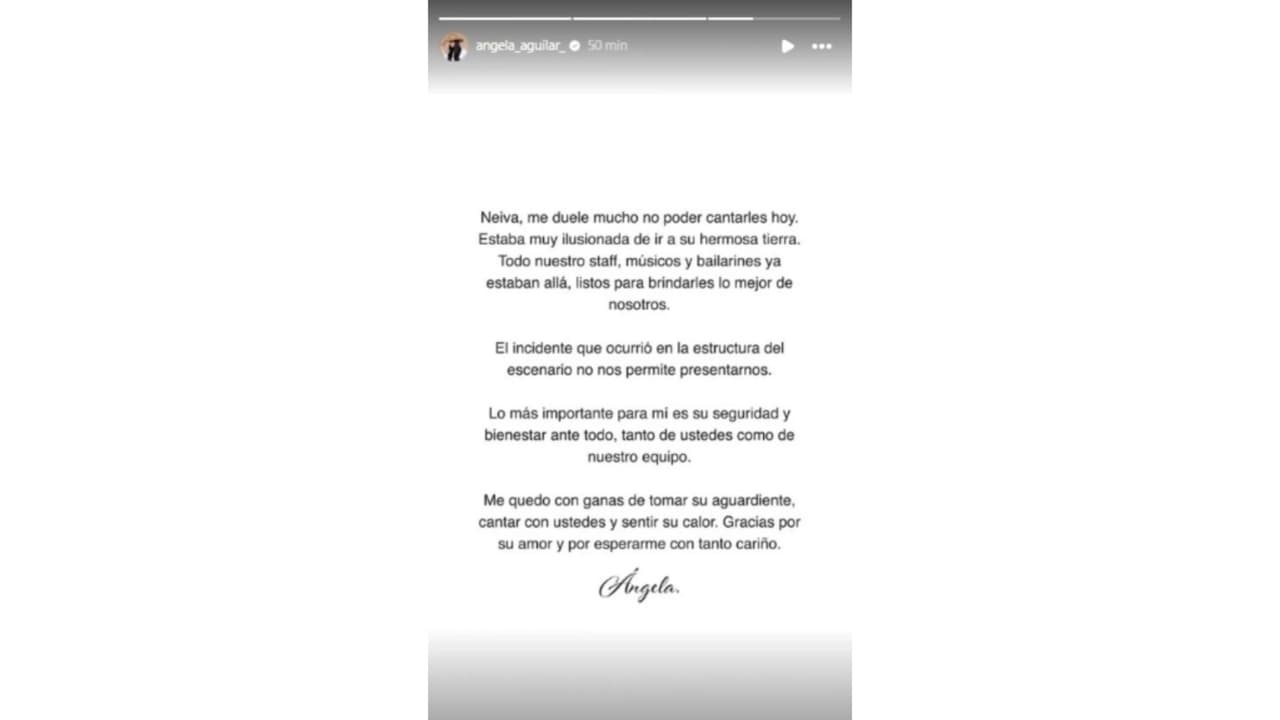 Así informó que no se presentaría en el show de Colombia.