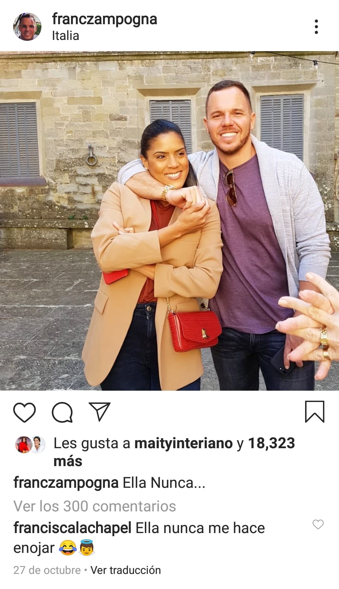 El intercambio de mensajes románticos ha sido constante desde que se comprometieron a finales del año 2018 e hicieron 
<a href="https://www.univision.com/entretenimiento/gracias-dios-francisca-lachapel-recibe-el-anillo-de-compromiso-y-no-puede-con-la-emocion" target="_blank">público su noviazgo</a>.