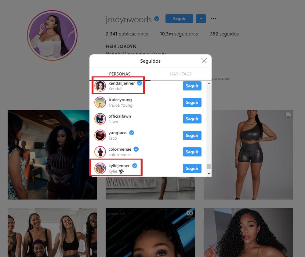 Sin embargo, Woods todavía sigue a Kylie, incluso, también a Kendall Jenner, además de la cuenta KylieCosmetics.