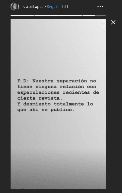 "Nuestra separación
<b> no tiene ninguna relación</b> con especulaciones recientes de cierta revista. Y desmiento totalmente lo que ahí se publicó", confirmó.