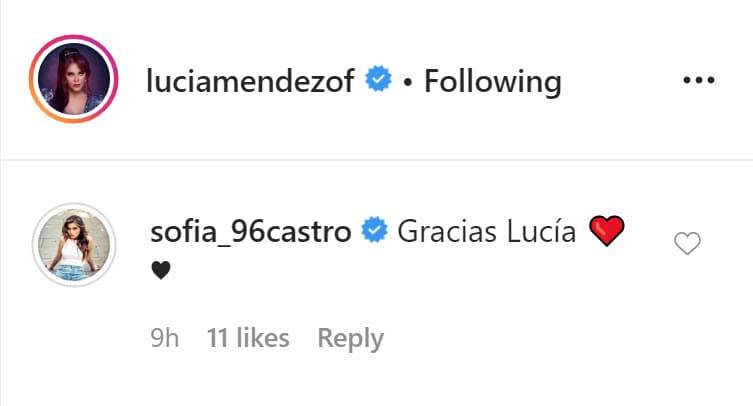 <b>"Gracias Lucía"</b>, le escribió la joven actriz de 23 años. 
<br>