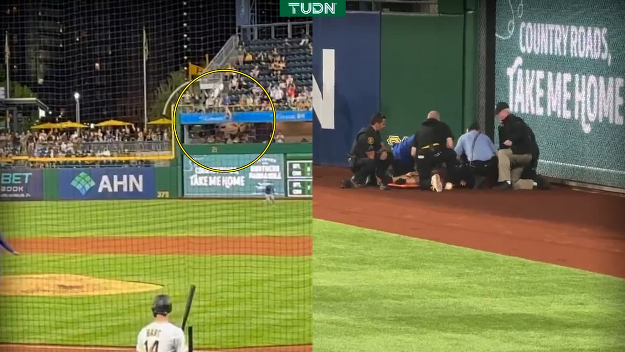 Aficionado cae de las gradas al campo de juego durante Pirates vs. Cubs 