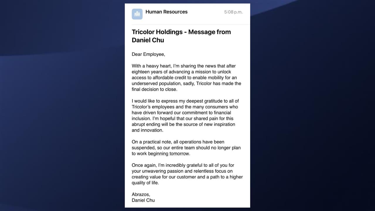 A través de una carta compartida por el departamento de Recursos Humanos de Tricolor Auto, los empleados se enteraron de que la empresa cerraría sus puertas de forma definitiva.