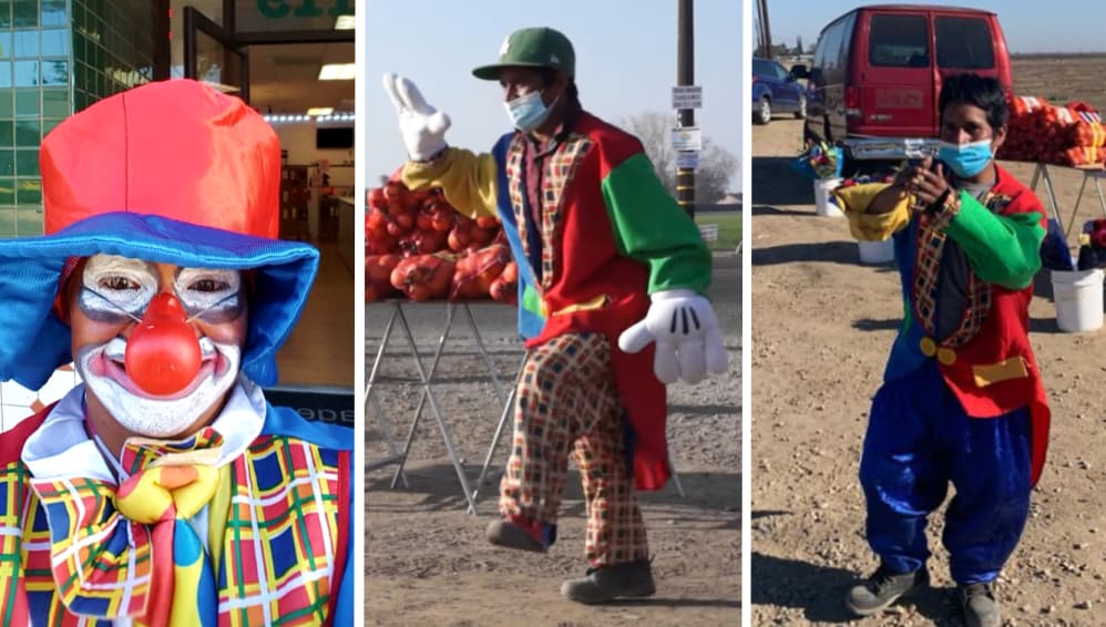 Coronavirus: hispano se viste de payaso, vende flores y hace reír para sobrevivir en el Valle Central