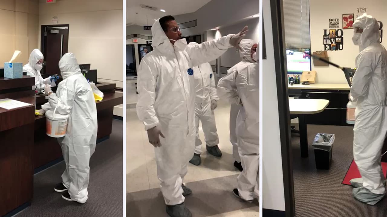 Conozca a los héroes hispanos de esta compañía de limpieza que combate al coronavirus