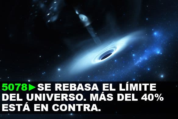 5078: Se sobrepasa el límite del universo. Más del 40% de la población está en contra de ir más allá de lo desconocido.