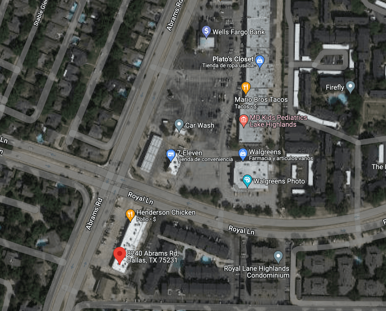 Esta es la zona donde se cometieron los 6 robos a locales, todos en sólo 50 minutos al noreste de Dallas.