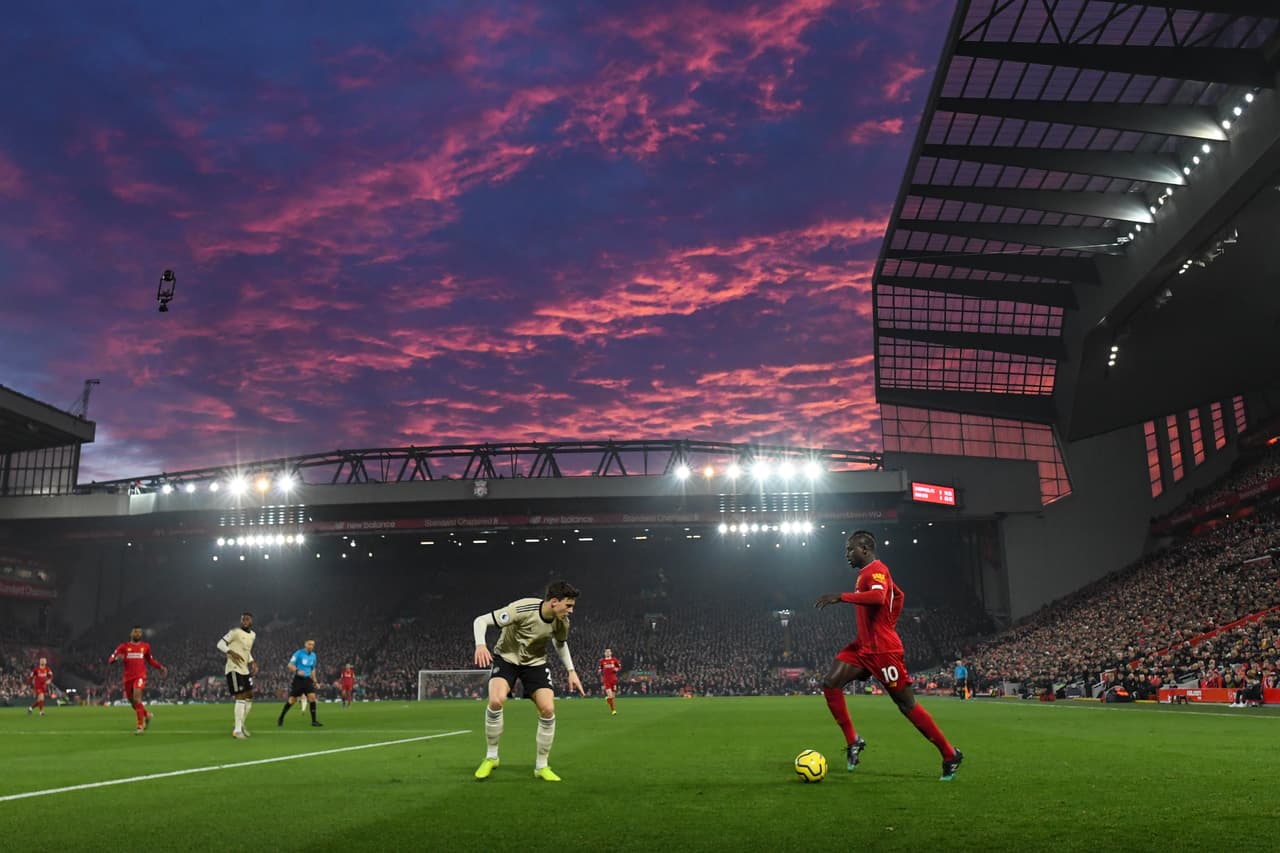 Anfield lució lleno para el partido entre Liverpool y Manchester United.