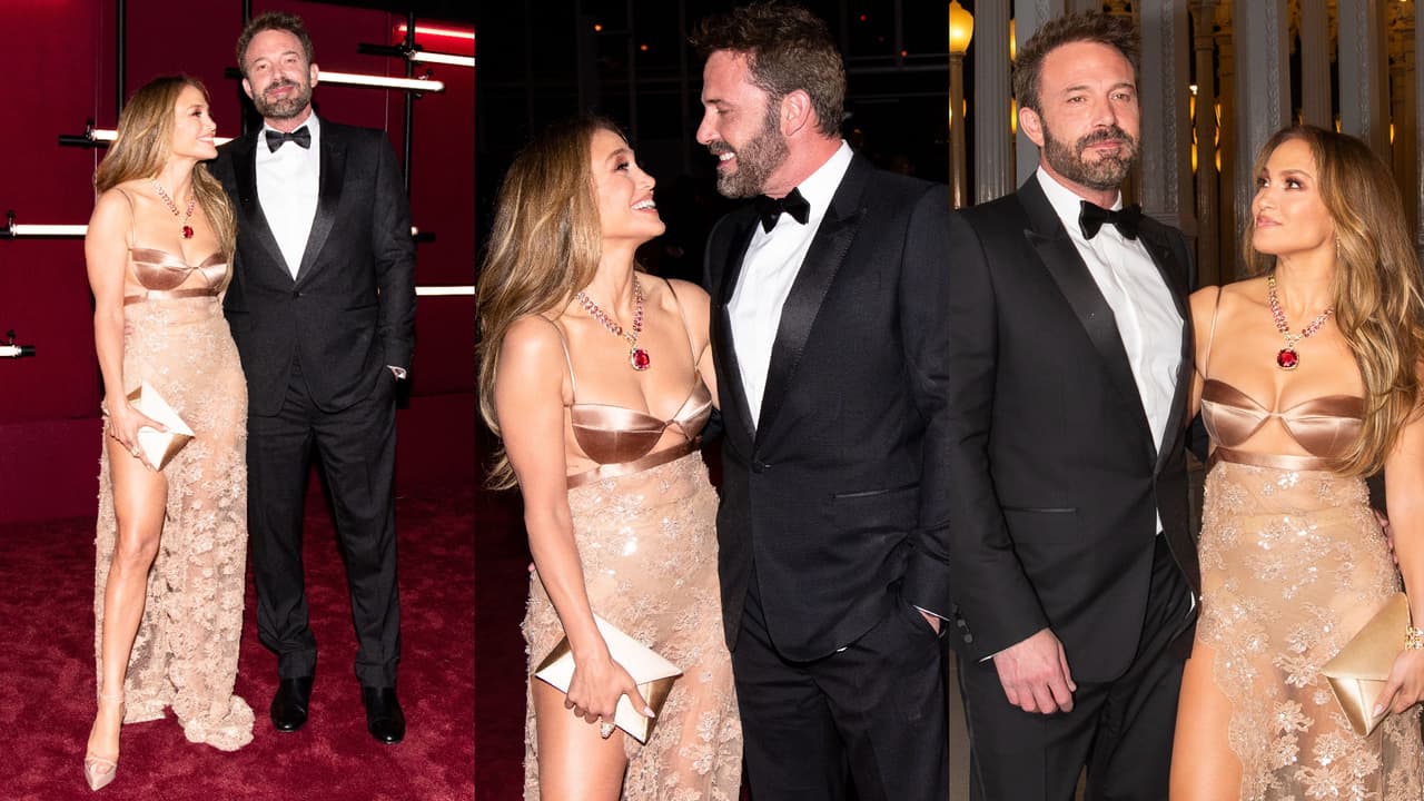 Ben Affleck destacó con un elegante esmoquin negro al acompañar a JLo.