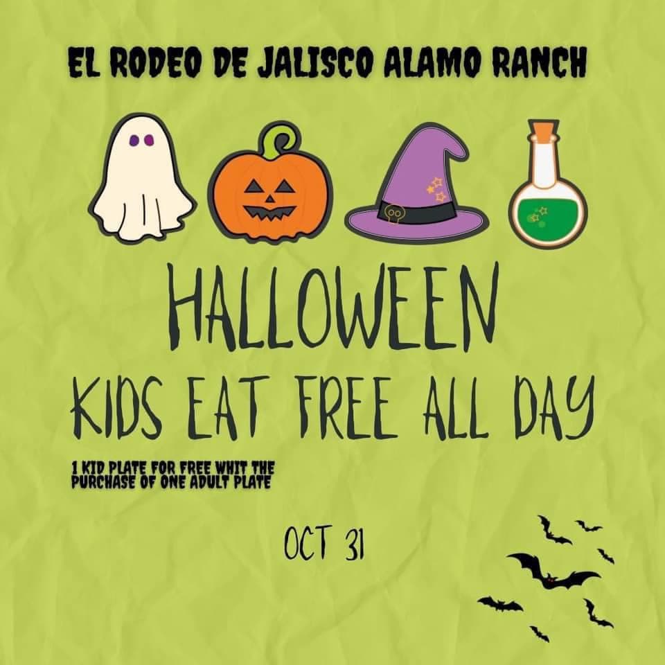 El Rodeo de Jalisco-Alamo Ranch obsequiará comida gratis para los niños durante todo el jueves 31 de octubre en la compra de un platillo para adulto.