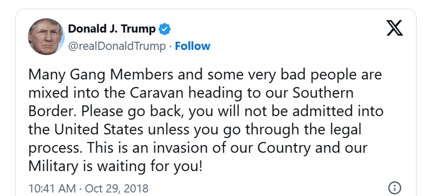 Imagen del tuit de Trump