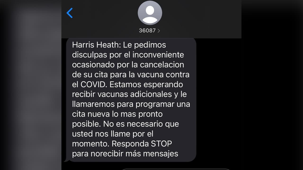 Mensaje que reciben pacientes cuando cancelan su cita.