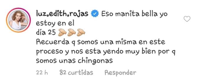 La cantante y actriz mexicana Luz Edith Rojas no solo compartió la buena noticia, sino que también reveló que ella lleva 25 días sin fumar. “Recuerda que somos una misma en este proceso y nos está yendo muy bien”, decretó.
