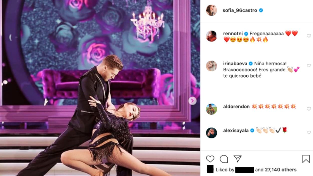 Su actuación en la pista de baile también fue aplaudida por sus colegas 
<b>Renata Notni</b>, 
<b>Alexis Ayala</b> e 
<b><a href="https://www.univision.com/shows/mira-quien-baila/no-solo-fue-la-costilla-irina-baeva-revela-su-verdadero-desencanto-con-mira-quien-baila">Irina Baeva</a></b>, quien hace casi 2 años participó en la competencia de baile, pero tuvo que abandonarla por una lesión.