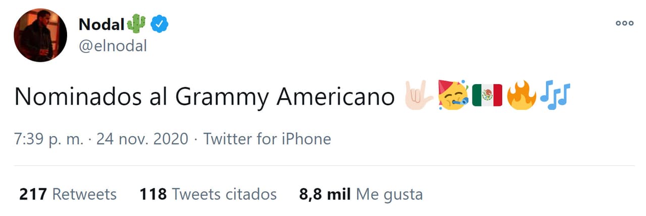 El artista de 21 años, quien está nominado a los GRAMMY en la categoría de Mejor Álbum de Música Regional Mexicana, dijo que 
<b>nunca había sido tan feliz</b>.
<br>