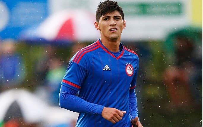 Álan Pulido con Olympiakos en la edición 2015-2016.