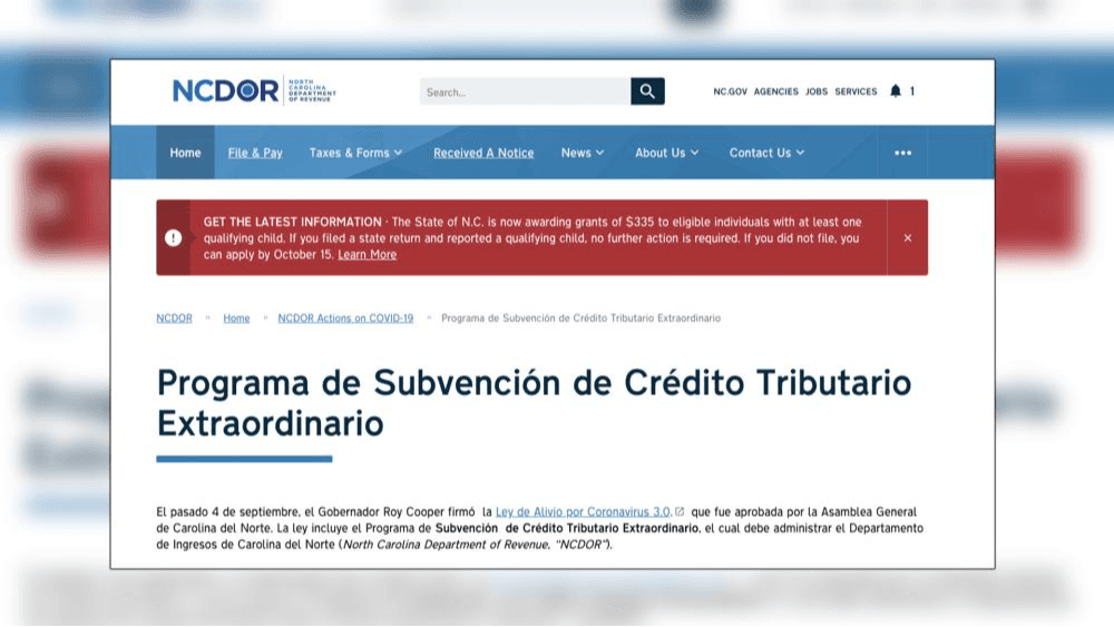 Los habitantes de 
<a href="https://www.univision.com/temas/north-carolina"><b>Carolina del Norte</b></a> con al menos un hijo en edad escolar podrán recibir la ayuda de $ 335 estipulada en la ‘Ley de Alivio del Coronavirus.