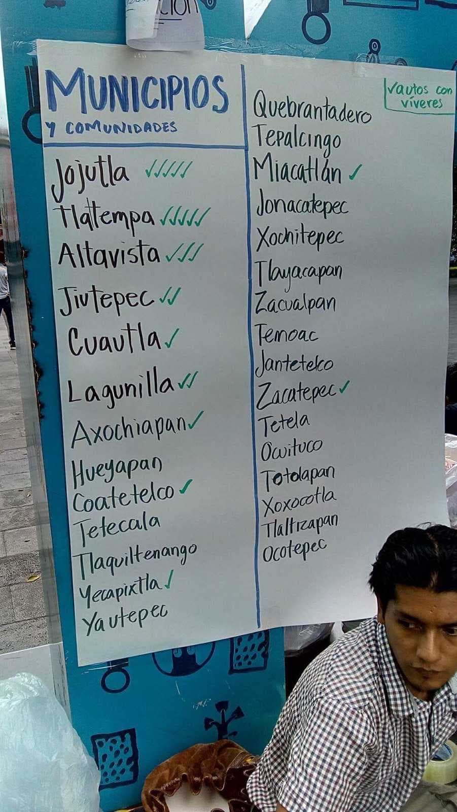 En un pizarrón marcan los lugares donde ya han ido y a dónde les falta ir.