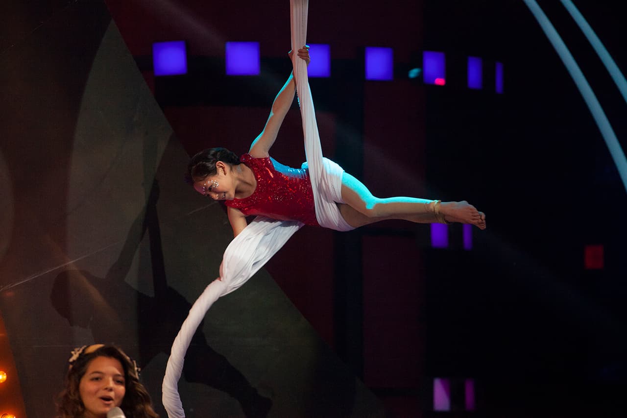 El show incluyó acrobacias en el aire.