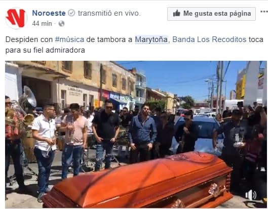 El periódico 'El Noroeste' transmitió en vivo la despedida de la fiel admiradora de El Recodo y Los Recoditos.