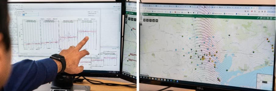 Ebrahim Eslami, científico investigador del Centro de Investigación Avanzada de Houston (HARC, por sus siglas en inglés), señala los gráficos de la calidad del aire en su oficina de Spring, al norte de Houston. “Es realmente confuso”, dice Eslami sobre navegar por el sitio web de la Comisión de Calidad Ambiental de Texas. "Es una tarea muy, muy tediosa incluso para mí". 
<br>
