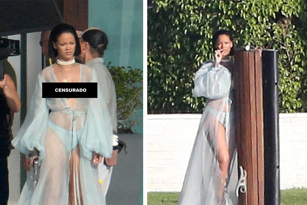 Rihanna cada vez sube la intensidad de sus apariciones, ahora la cacharon sin bra por Miami.