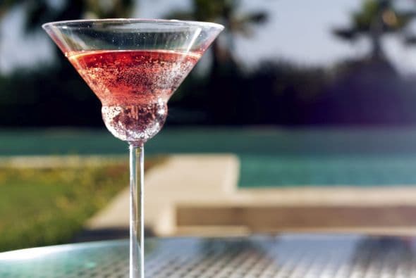 Después, sirve sobre hielo y cubre con 45 ml (1.5 fl oz) de agua carbonatada. Revuelve. Es una propuesta de Tom Zummo, CEO de una marca de agua de cactus.