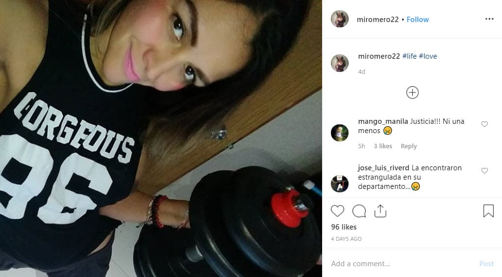 Su última publicación la hizo el 18 de mayo, donde aparece cargando una mancuerna. La fotografía iba acompañada por las etiquetas "Vida" y "Amor".