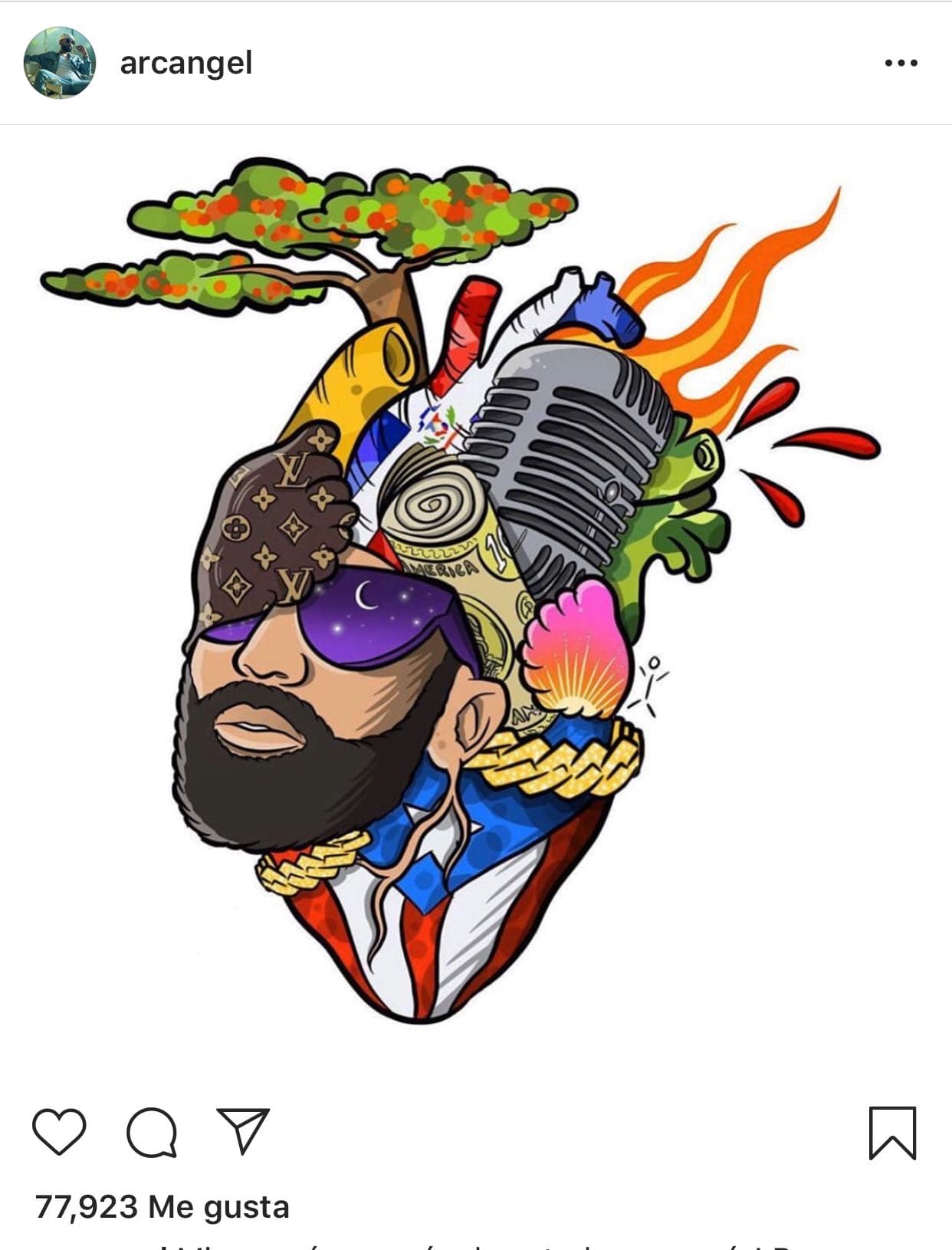 "¡Mi corazón es más de ustedes que mío! ¡Por eso
<b><a href="https://www.univision.com/famosos/no-me-puedo-ir-ahora-arcangel-da-senales-de-vida-tras-sufrir-una-complicacion-cardiaca-fotos" target="_blank">no me puedo ir ahora</a></b>! Aunque será cuando Dios quiera y yo estaré aquí para cuando Él decida, mientras tanto sigo aquí de pie y con vida. ¡Soporten a Arcángel mientras yo viva! Yo represento a los que no tiene salida por eso ¡el bajo mundo a mí me inspira!", escribió junto a esta ilustración que simulaba un corazón.
<br>