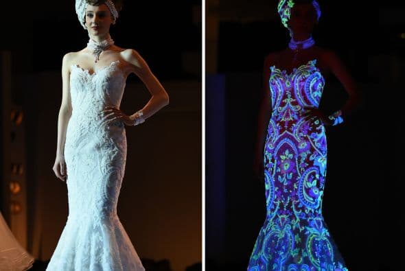 ¿Qué tal un vestido totalmente fuera de lo común para Anahí? Este vestido que brilla en la oscuridad es innovador y divertido, fue creado por el diseñador Yumi Katsura en Tokio.