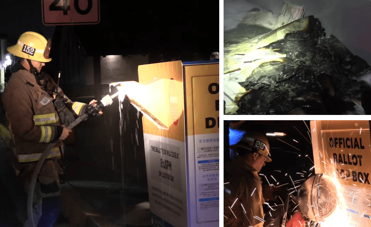 Más de 60 boletas de voto quedaron destruidas tras quema de buzón electoral en Los Ángeles