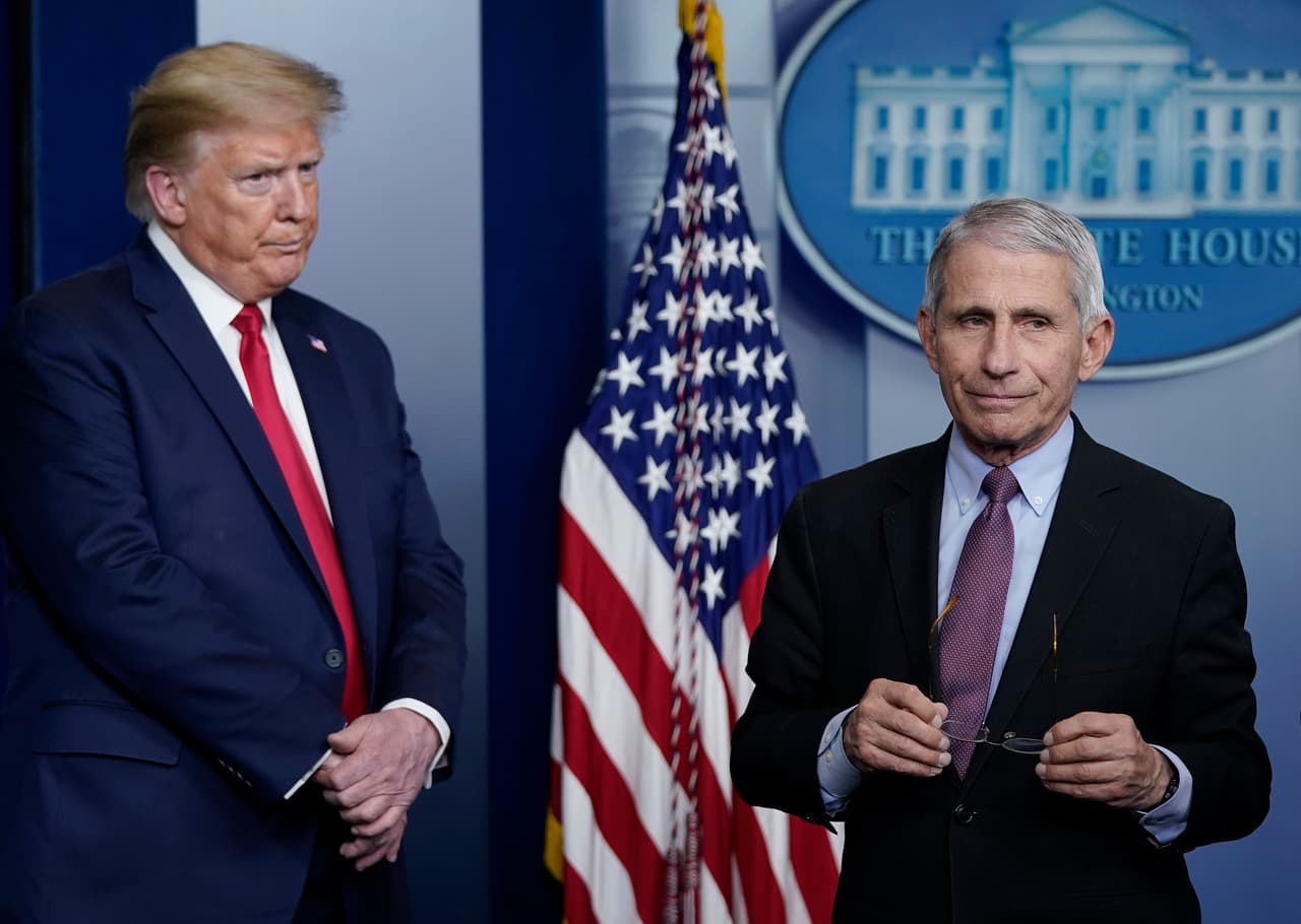 Anthony Fauci con el presidente Trump.