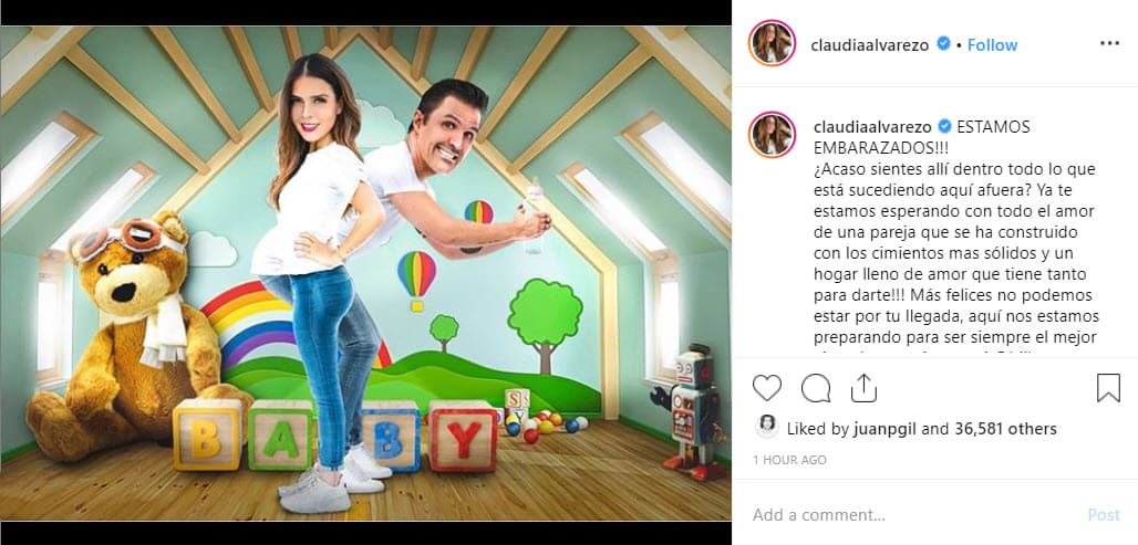 El pasado 16 de julio, Claudia Álvarez y su esposo, el productor Billy Rovzar, anunciaron 
<b><a href="https://www.instagram.com/p/Bz_6TEUpBx7/" target="_blank">con esta imagen</a></b> que estaban esperando su primer bebé: 
<b>"¡Estamos embarazados!"</b>, decía el pie de foto.