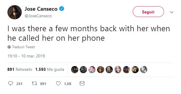 "Hace unos meses yo estaba con ella cuando él la llamó a su teléfono".
<br>