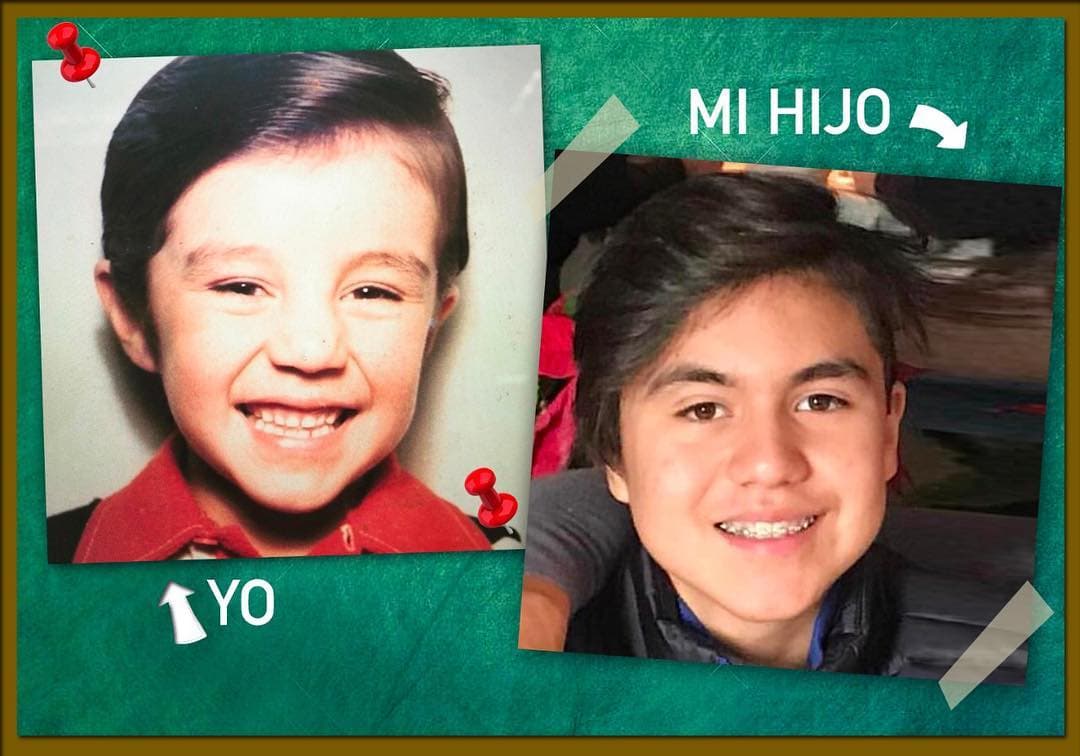 "Los genes no mienten" es el pie de foto que escribió este comediante en una publicación que realizó en Instagram comparándose con su hijo. Se trata de Adrián Uribe y su retoño Gael.