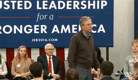 <b>Un aplauso, por favor - </b>El excandidato republicano
<b><a href="http://www.univision.com/temas/jeb-bush"> Jeb Bush</a></b> le pide a su audiencia en New Hampshire que "por favor aplaudan" luego de encontrar un incómodo silencio tras su discurso: "No voy a hablar basura. No seré un divisor en jefe o un agitador en jefe...Creo que el próximo presidente necesita enviar una señal de que estamos preparados para actuar en los intereses de seguridad nacional de este país".