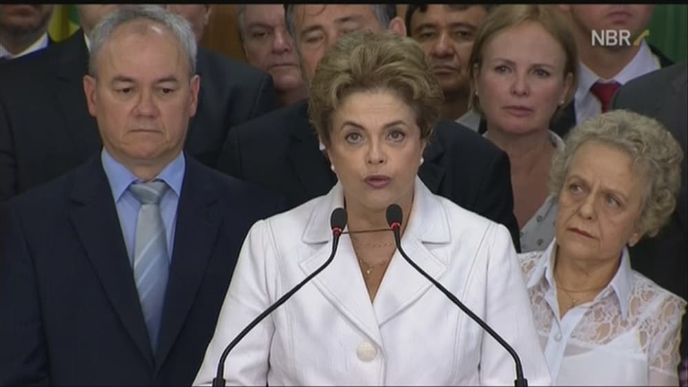 Dilma Rousseff, durante su alocución tras la votación del Senado brasileño que la retira temporalmente del poder.