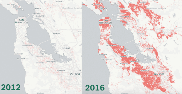 Mapa: el increíble crecimiento de casas multimillonarias en San Francisco