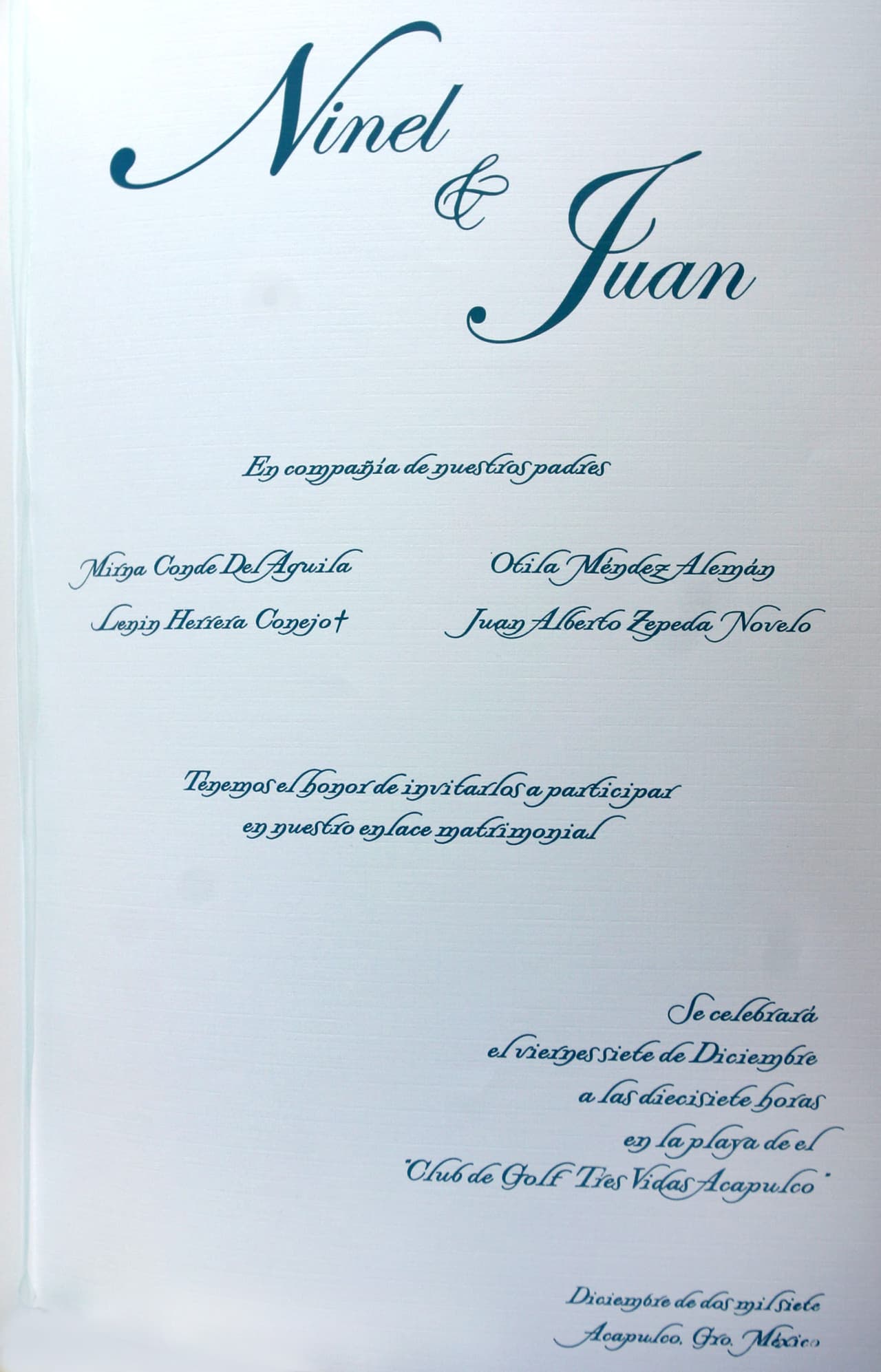 La pareja se casó el 7 de diciembre de 2007 en la playa del club de golf Tres vidas de Acapulco. La actriz y cantante utilizó cuatro vestidos, uno de ellos hecho a base de hilos de oro y algunas piedras preciosas.
