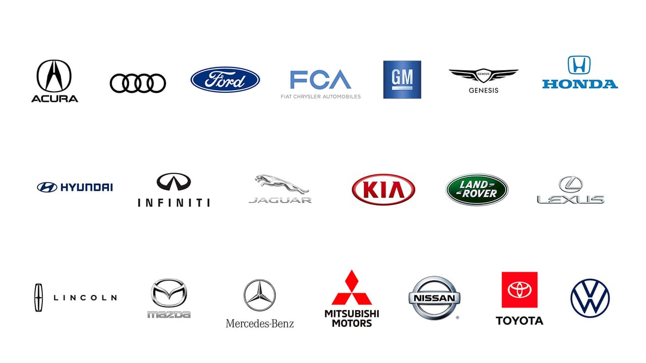 La lista a continuación, ordenada alfabéticamente, es actualizada a medida que más automotrices anuncian programas similares.