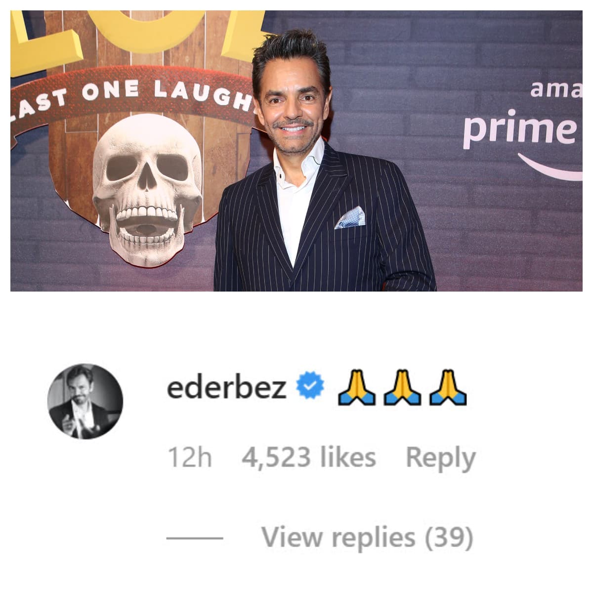 El actor y comediante le dejó un par de manos en posición de oración para demostrarle su soporte. 
<br>